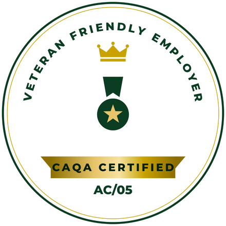 CAQA Certified logo for Veteran Friendly Employers.